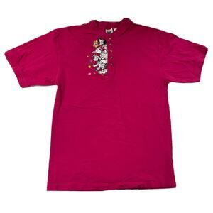 Vintage Disney Catalog 101 Dalmatians Henley Button Shirt Pink Sz Large